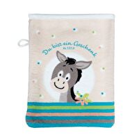 Waschhandschuh Kinder - Esel Felix - Du bist ein Geschenk. Ps. 127,3