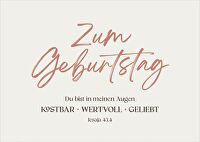 Postkarten \"Zum Geburtstag\" 12 Stk. - Du bist in meinen Augen kostbar - wertvoll - geliebt Jesaja 43,4