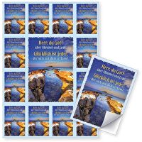 Aufkleber-Grußkarten: Herr, du Gott, 4 Stück - Herr, du Gott über Himmel und Erde. Glücklich ist jeder, der sich auf dich verlässt. Psalm 84,13