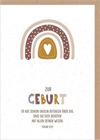 Faltkarte \"zur Geburt\" - Regenbogen - Er hat seinen Engeln befohlen über dir, dass sie dich behüten auf allen deinen Wegen. Psalm 91:11