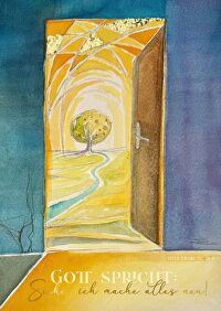 Jahreslosung 2026 - Faltkarte \"Kunst\" - Gott spricht: Siehe, ich mache alles neu! Offenbarung 21,5