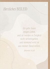 Faltkarte \"Herzliches Beileid\" - Johannes 10,28