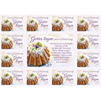 Aufkleber-Grußkarten: Gottes Segen z.Geburtstag, 4 Stück