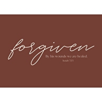 Postkarten: forgiven 4 Stück - By his wounds we are healed. Isaiah 53:5