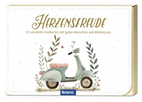 Postkartenbox \"Herzensfreude\" - 12 veredelete Postkarten mit guten Wünschen und Bibelversen