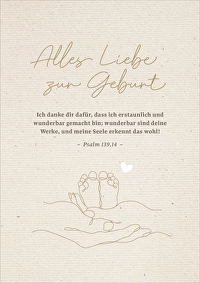 Faltkarte \"Alles Liebe zur Geburt\" - Psalm 139,14