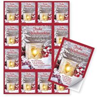 Aufkleber-Gruß-Karten: Frohe Weihnachten Joh.1,5 4 Stück - und ein gutes neues Jahr