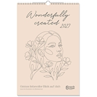 Wonderfully created 2027 - Wandkalender - Gottes liebevoller Blick auf dich - Line-Art-Kalender mit Bibelworten