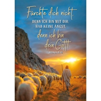 Jahreslosung 2027 - Postkarten, 4 Stk - Fürchte dich nicht, denn ich bin mit dir; hab keine Angst, denn ich bin dein Gott! Jesaja 41,10