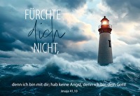 Jahreslosung 2027 - Postkarten \"Leuchtturm\" 10er Set - Fürchte dich nicht, denn ich bin mit dir; hab keine Angst, denn ich bin dein Gott! Jesaja 41,10
