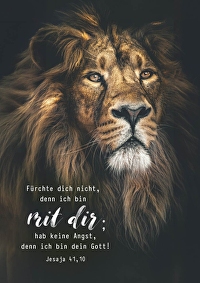 Jahreslosung 2027 - Postkarten \"Löwe\" 12 Stück - Fürchte dich nicht, denn ich bin bei dir; hab keine Angst, denn ich bin dein Gott! Jesja 41,10