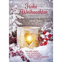 Postkarten: Frohe Weihnachten - Joh.1,5, 4 Stück - und ein gesegnetes neues Jahr