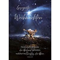 Postkarten: Gesegnete Weihnachten - Lk.2,11, 4 Stück - Denn euch ist heute der Heiland geboren, welcher ist Christus, der Herr. Lukas 2,11