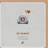 Faltkarte \"Zur Hochzeit\" - Auto m. Herz - Der schönste Tag ist der Gemeinsame